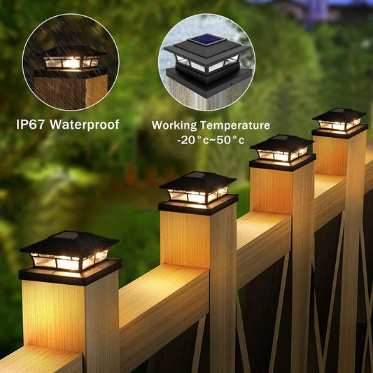 Arashmond Solar Post Lights Outdoor 4 PACK, 5.5x5.5 inches